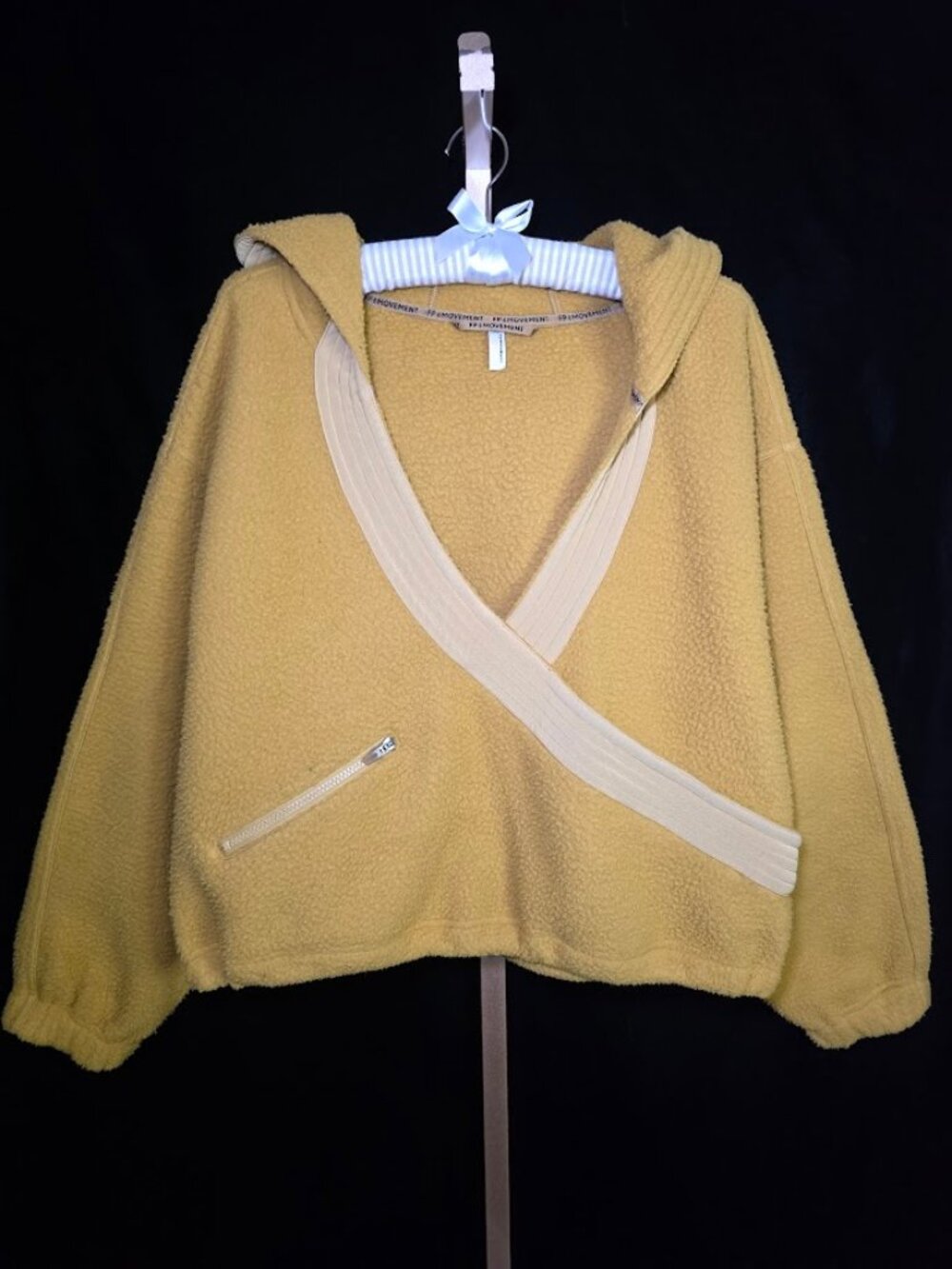 Free People Movement Fuzzy Pullover Hoodie with Banded Detail L